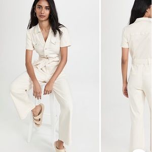 Paige cream denim jumpsuit